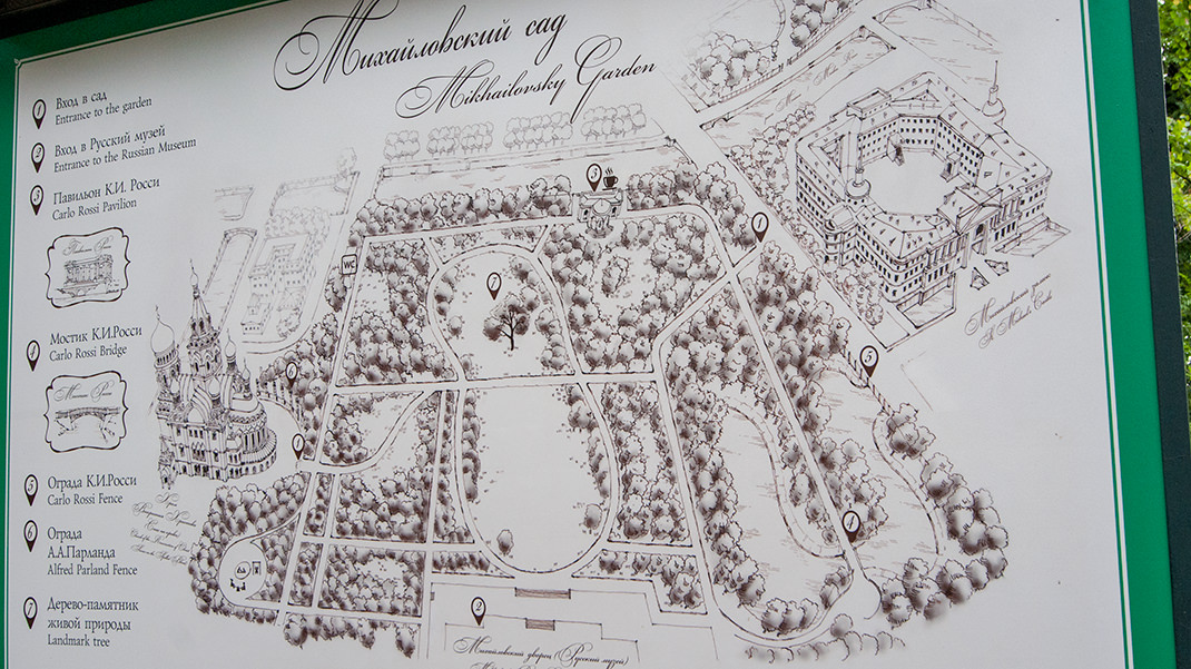 Карта Михайловского сада